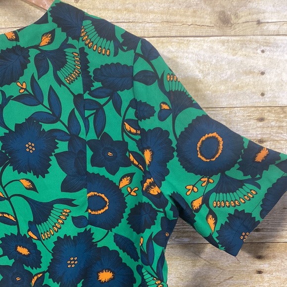 Vibrant mod 60s dress green and navy size large - Picture 4 of 10